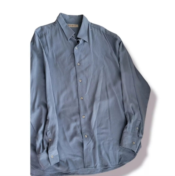 Tommy Bahama Blue Button Up RN 86549 Size L 100% Silk - Picture 3 of 4